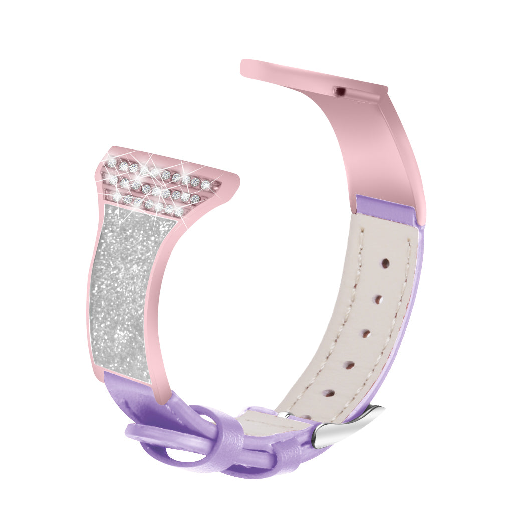Stylish Rhinestones Decor Ceramic+Cowhide Leather Watch Strap for Fossil Gen 5 Garlyle HR Stylish Rhinestones Decor Ceramic+Cowhide Leather Watch Strap for Fossil Gen 5 Garlyle HR